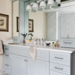 Primary Bathrom Interior Design Light Blue Cabinets
