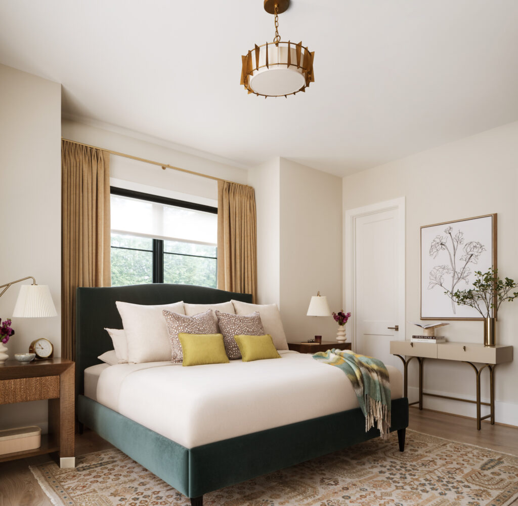 Lp & Co. Guest Bedroom Velvet Green Bed